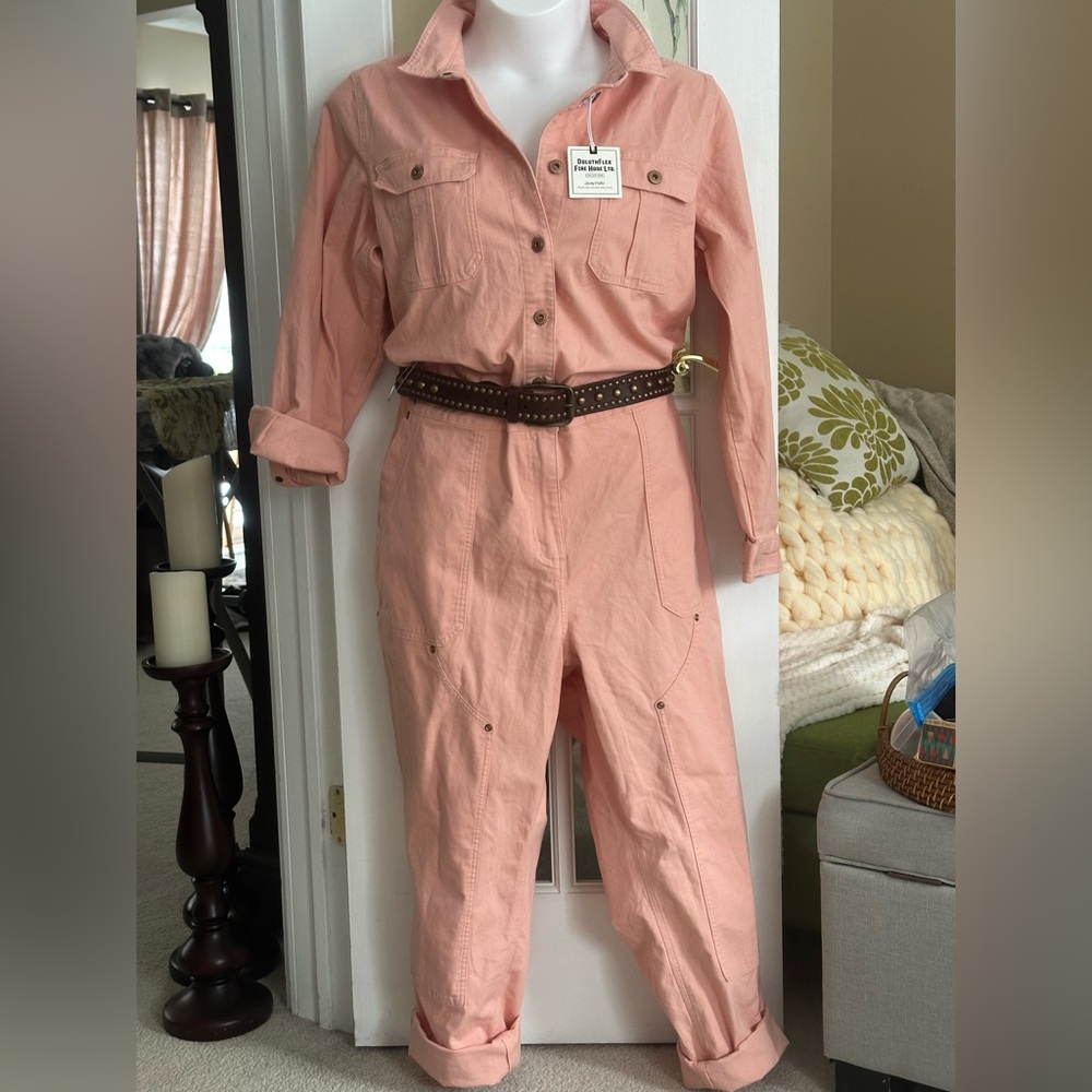 Tough As Nails pink denim jumpsuit